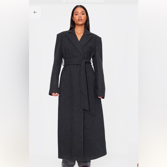PrettyLittleThing Jackets & Blazers - PrettyLittleThing Charcoal Longline Coat